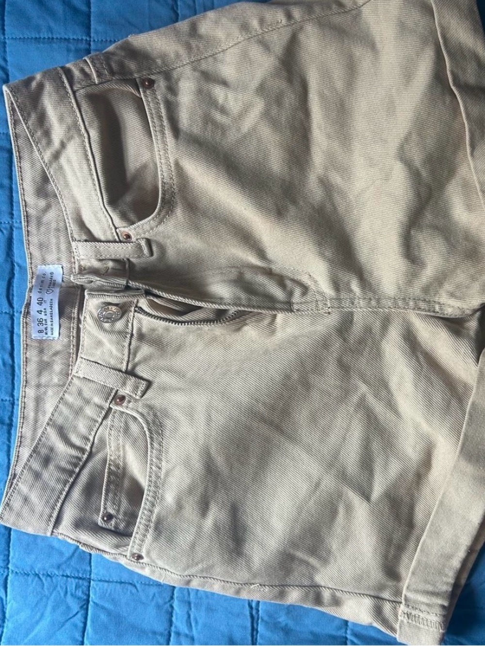 Denim&Co Beige High-Rise Cotton Shorts